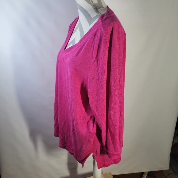 Chicos 100% Linen V neck 3/4 Sleeve top Pink Size 4/XXl - Picture 2 of 6